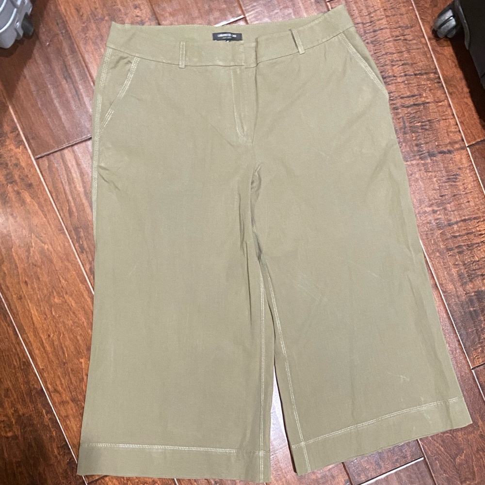 Lafayette-148 New York Green Wide Leg Linen Pants (Size 14)